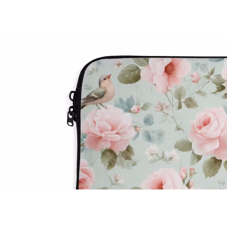 Rozen - Vogels - Pastel - Kleurrijk laptophoes neopreen klein 279 -detail