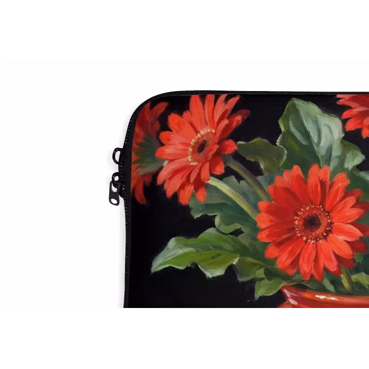 Laptop hülle - Rote Blumen – Vase - Rode bloemen - Vaas laptophoes neopreen klein