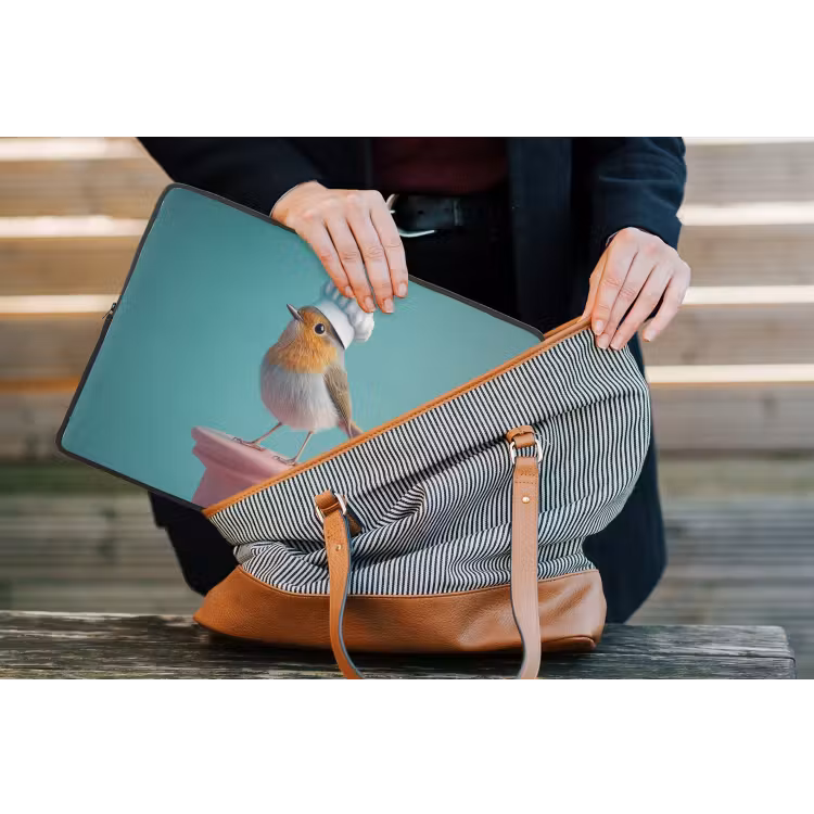 Roodborstje - Vogel - Koksmuts - Sokkel laptophoes neopreen klein -tas