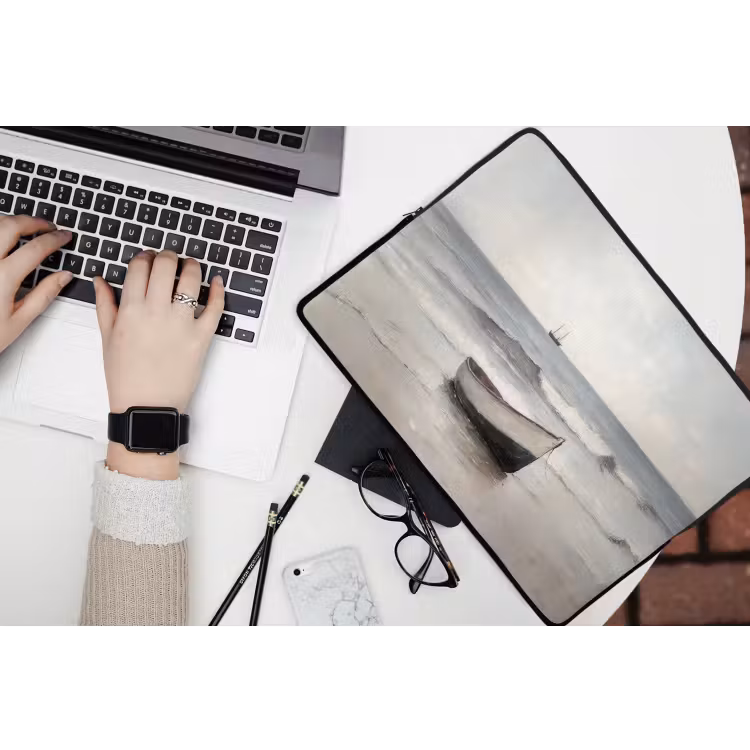 Roeiboot - Zee - Horizon laptophoes neopreen klein -bureau