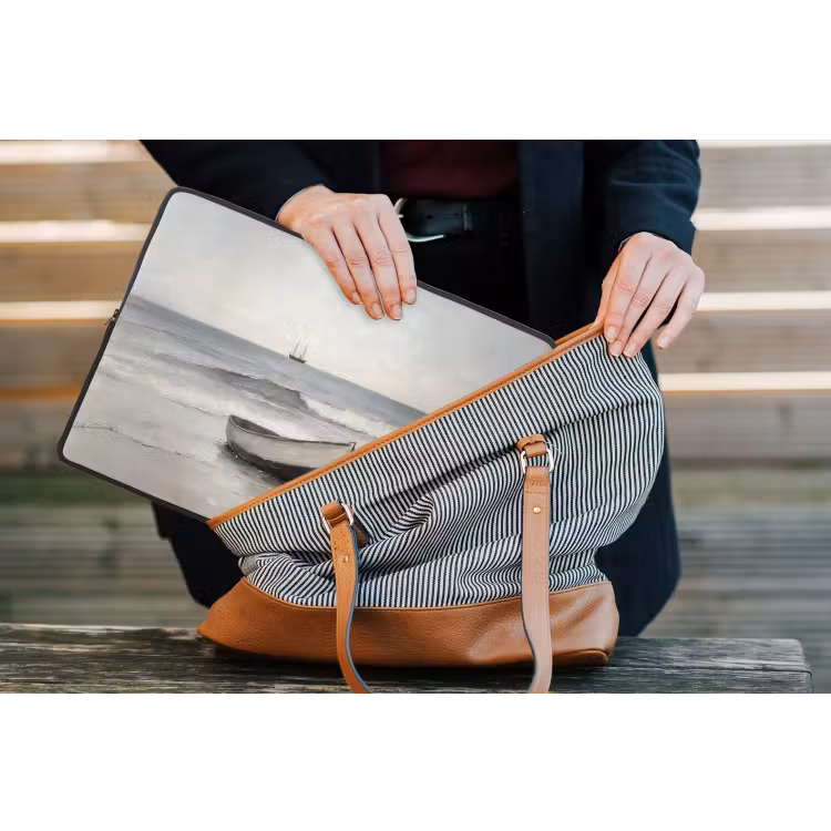 Roeiboot - Zee - Horizon laptophoes neopreen klein -tas