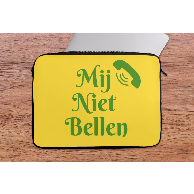 Mij niet bellen - Telefoon - Geel laptophoes neopreen klein -tafel