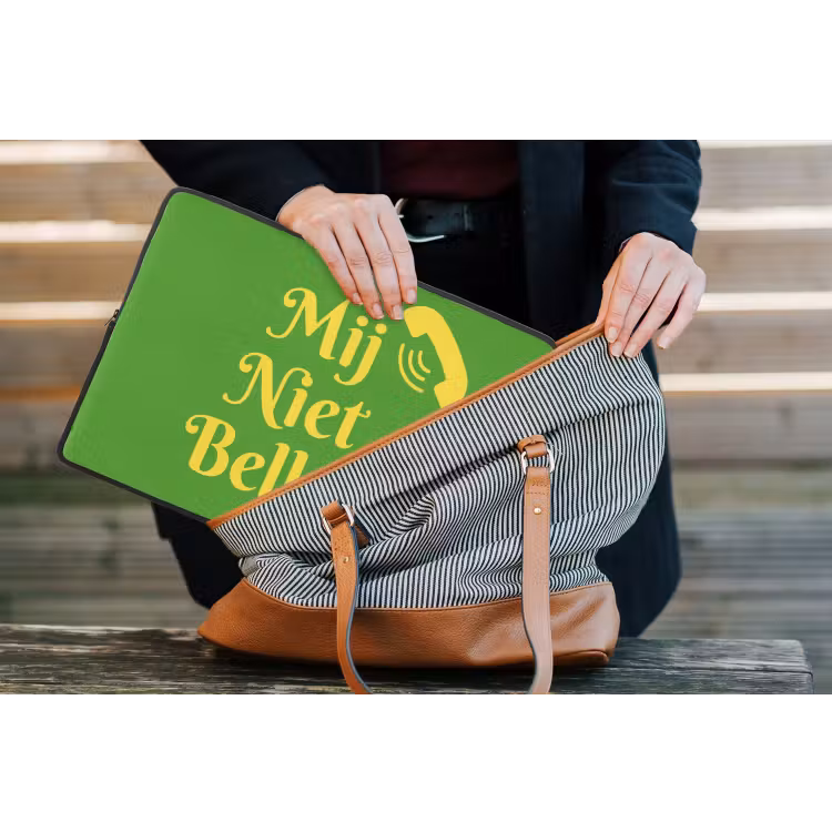 Mij niet bellen - Telefoon - Groen laptophoes neopreen klein -tas