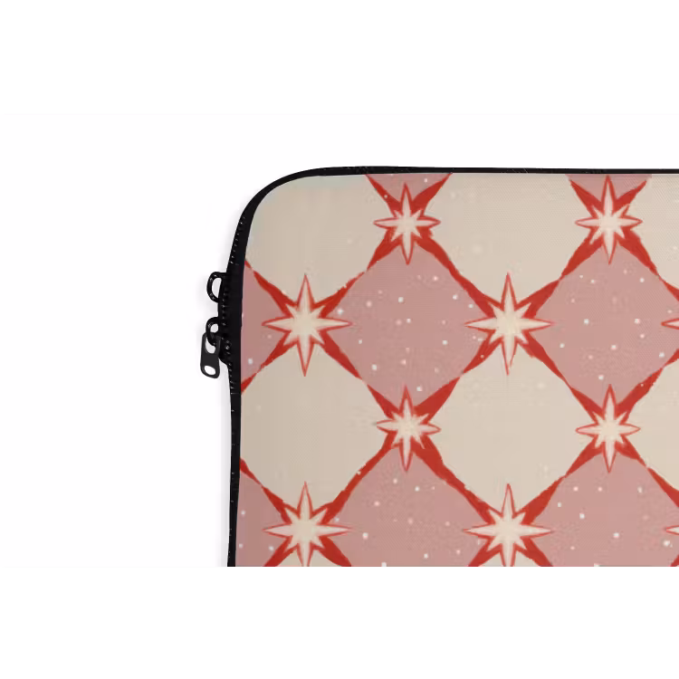 Ruiten - Sterren - Vintage - Oudroze - Rood laptophoes neopreen klein 279 -detail