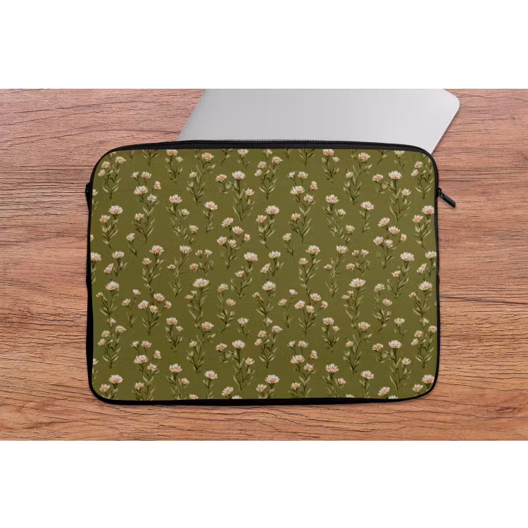 Landelijk - Bloemen - Groen laptophoes neopreen klein 279 -tafel