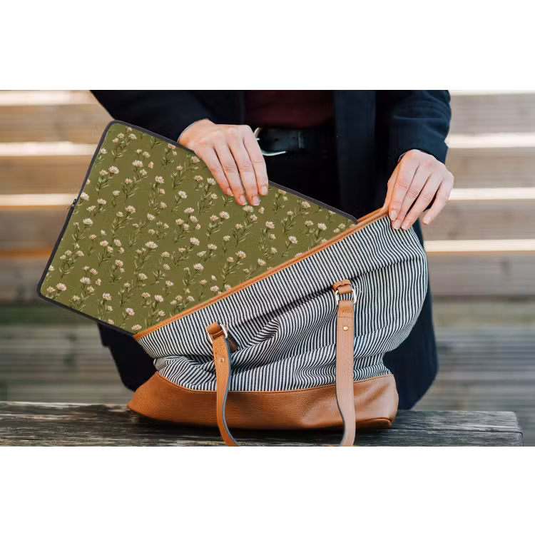 Landelijk - Bloemen - Groen laptophoes neopreen klein 279 -tas