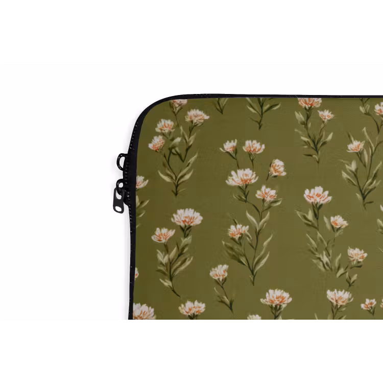 Landelijk - Bloemen - Groen laptophoes neopreen klein 279 -detail