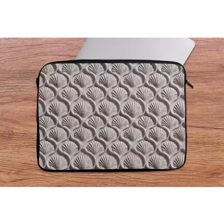 Zand - Schelpenvorm - Grijs laptophoes neopreen klein 279 -tafel