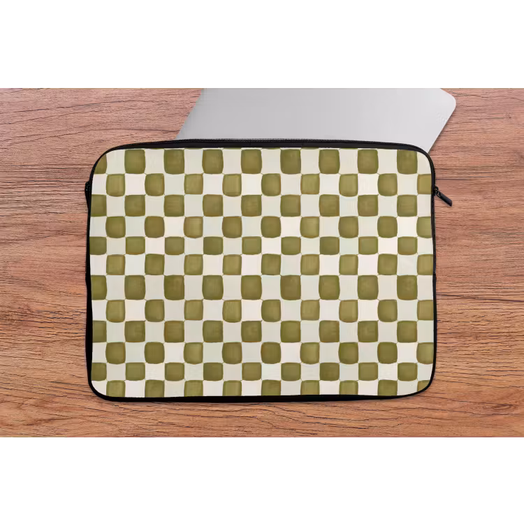 Schaak - Patroon - Groen laptophoes neopreen klein 279 -tafel