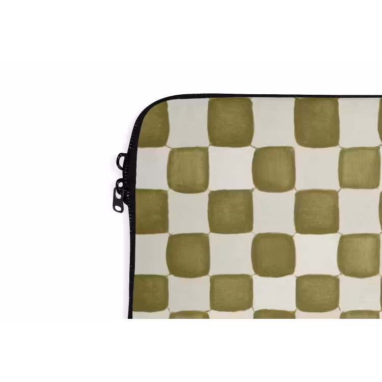 Schaak - Patroon - Groen laptophoes neopreen klein 279 -detail