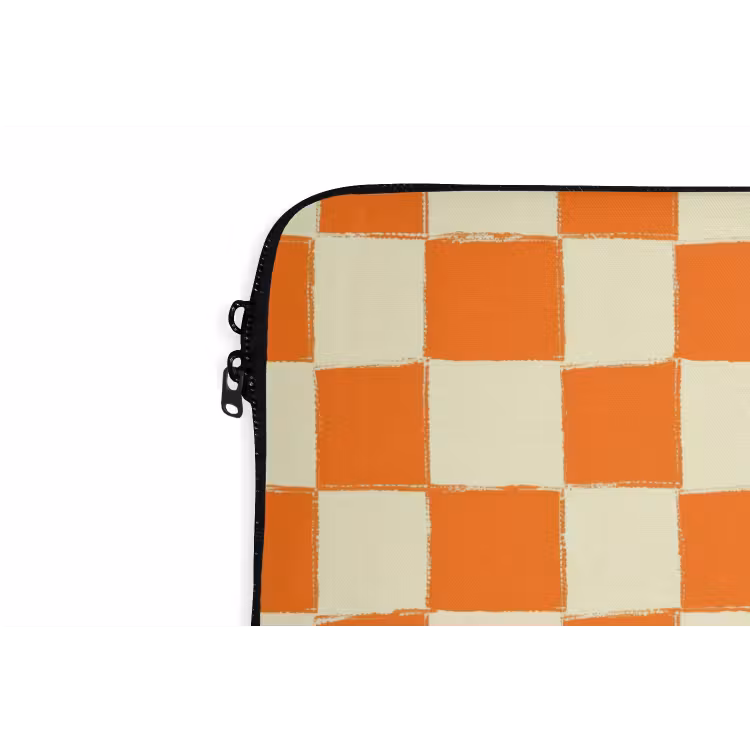 Schaak - Patroon - Oranje laptophoes neopreen klein 279 -detail