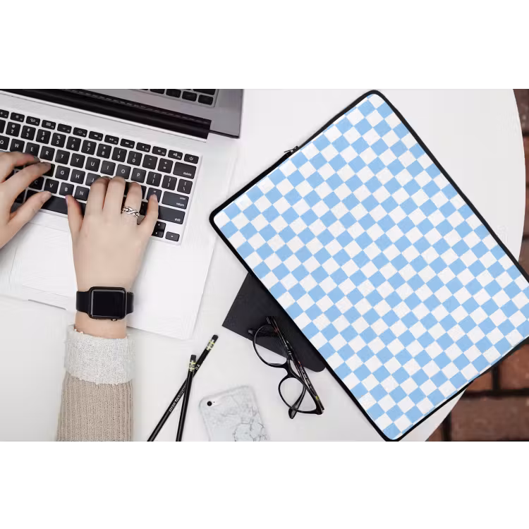 Schaakbord - Klassiek - Blauw laptophoes neopreen klein 279 -bureau
