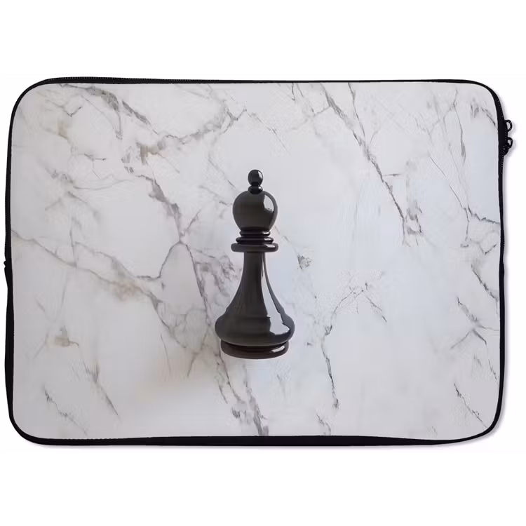 Schaakstuk - Loper - Zwart - Marmer laptophoes neopreen klein -zkaufland3dotto