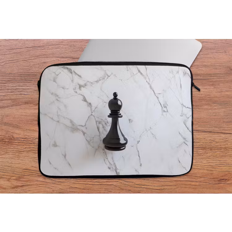 Schaakstuk - Loper - Zwart - Marmer laptophoes neopreen klein -tafel