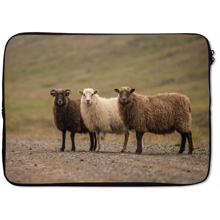 Schapen - Bruin - Wit - Grindpad laptophoes neopreen klein -zkaufland3dotto