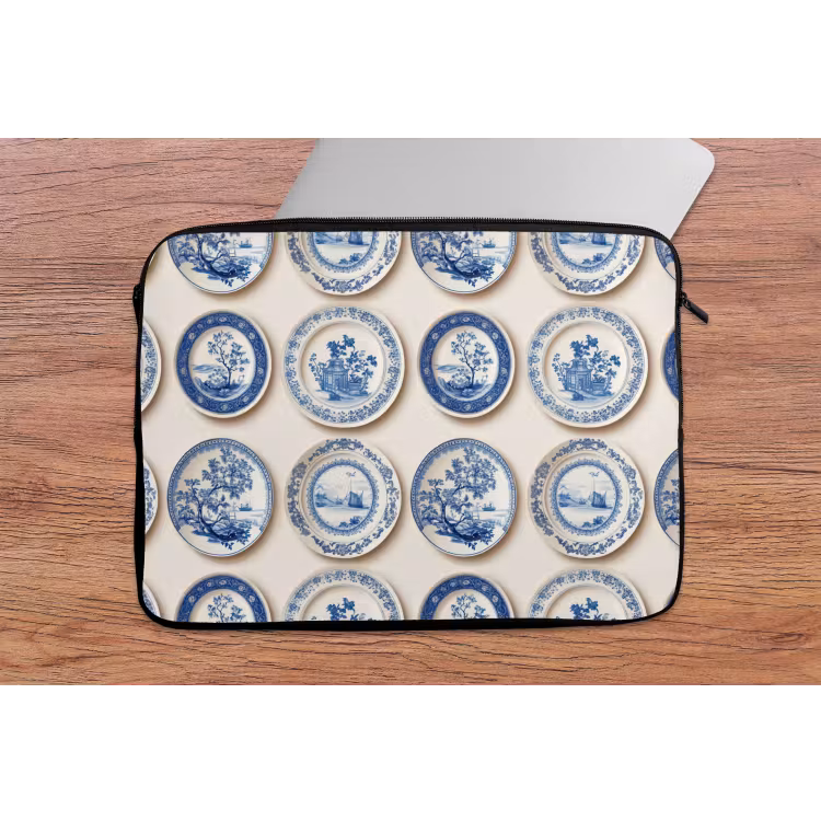 Borden - Bomen - Planten - Blauw laptophoes neopreen klein 279 -tafel