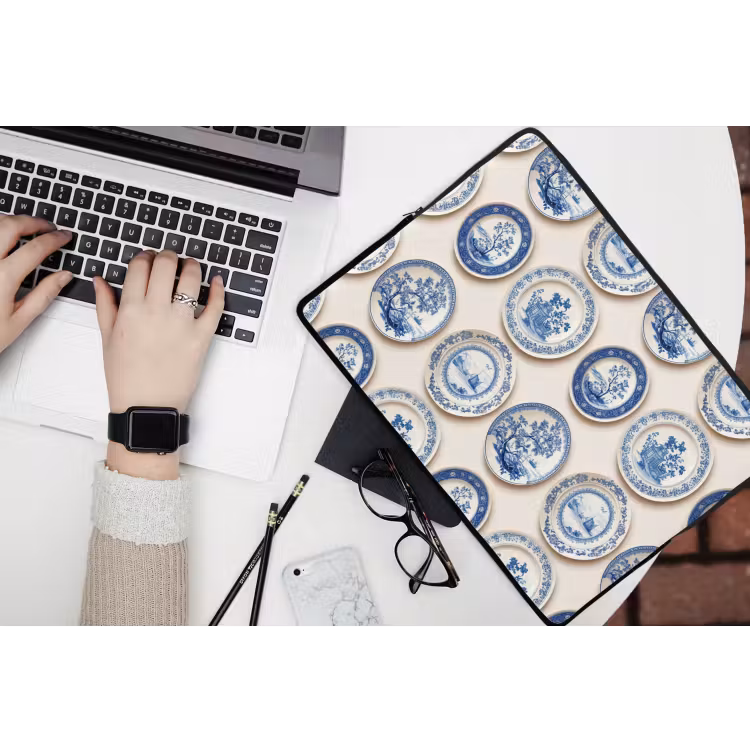 Borden - Bomen - Planten - Blauw laptophoes neopreen klein 279 -bureau