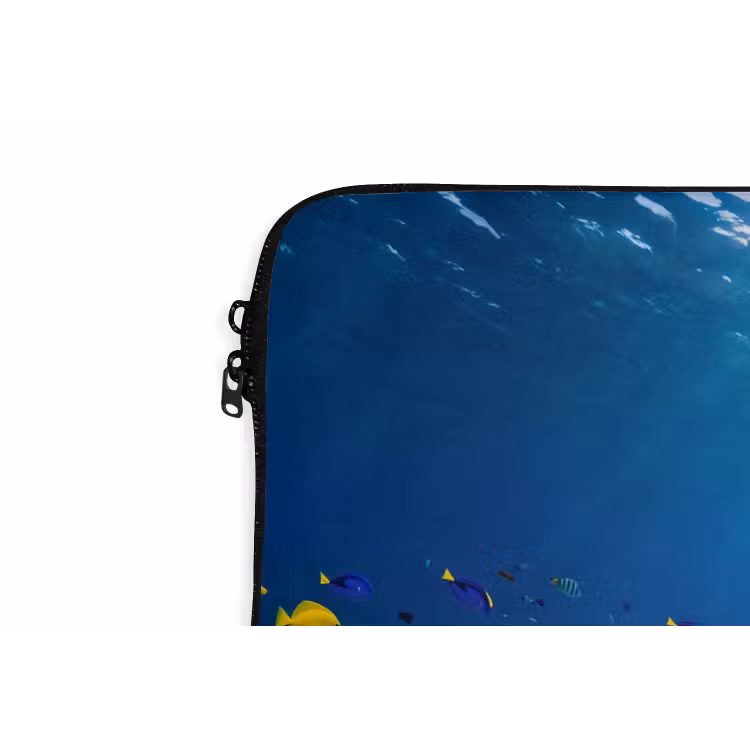 Schildpad - Koraalrif - Oceaan - Dieren - Blauw laptophoes neopreen klein -detail