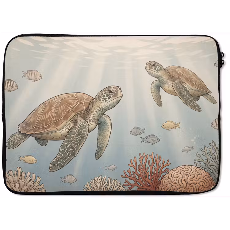 Schildpad - Onderwater - Natuur - Illustratie laptophoes neopreen klein -zkaufland3dotto