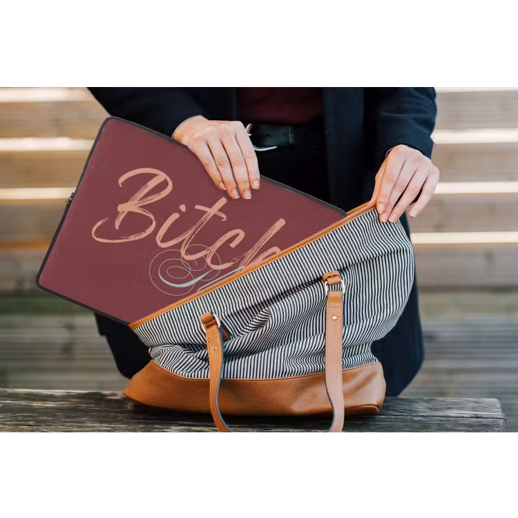 Bitch please - Rood - Blauw laptophoes neopreen klein -tas