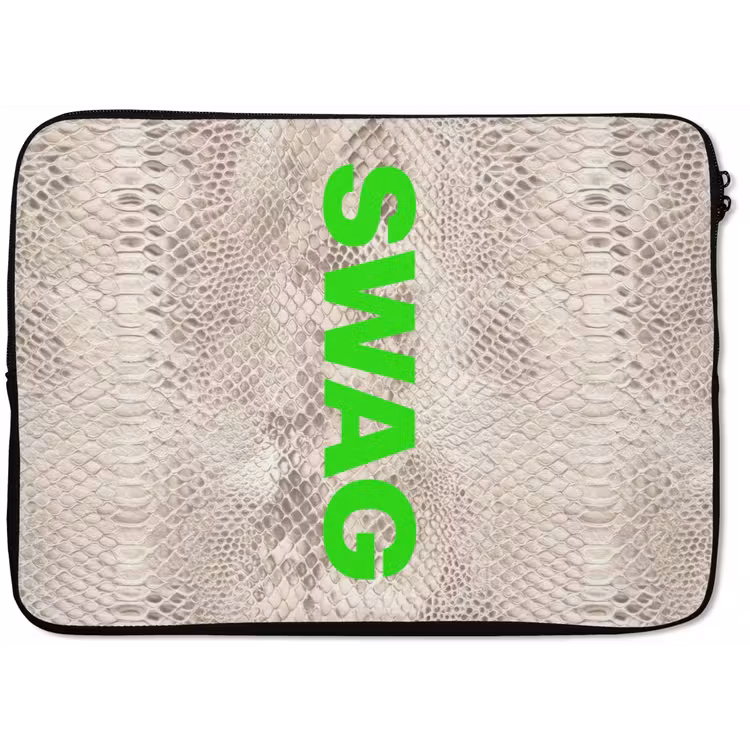 Slangenprint - SWAG - Neon - Groen laptophoes neopreen klein -zkaufland3dotto