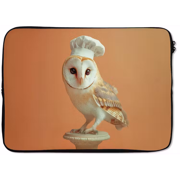 Kerkuil - Koksmuts - Oranje - Vogel laptophoes neopreen klein -zkaufland3dotto