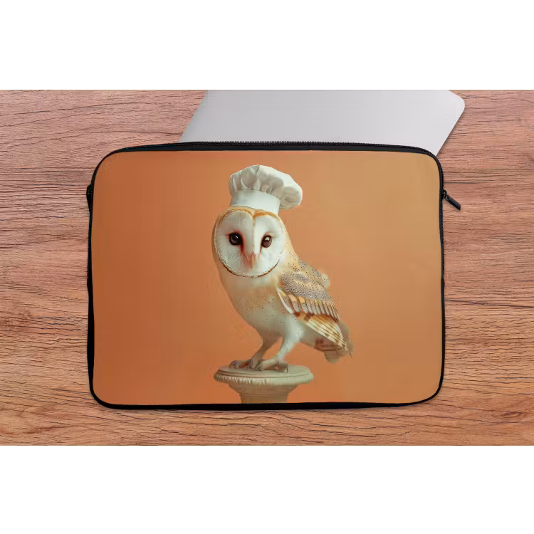 Kerkuil - Koksmuts - Oranje - Vogel laptophoes neopreen klein -tafel