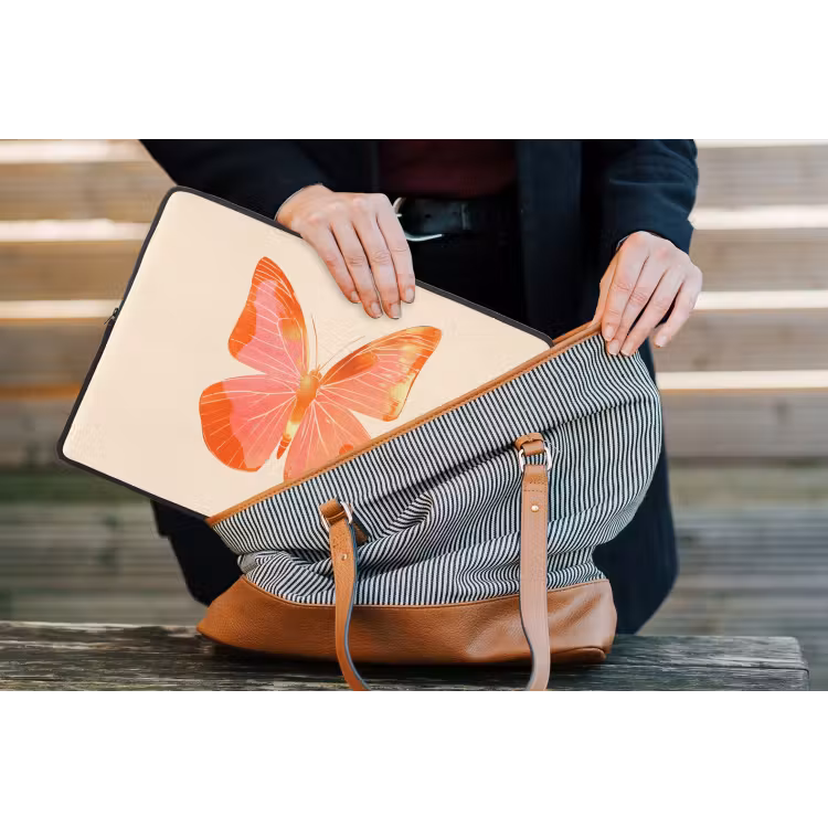 Vlinder - Minimalistisch - Roze laptophoes neopreen klein -tas