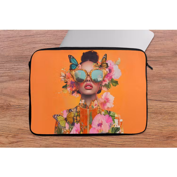 Vlinders - Vrouw - Zonnebril - Kleurrijk laptophoes neopreen klein -tafel