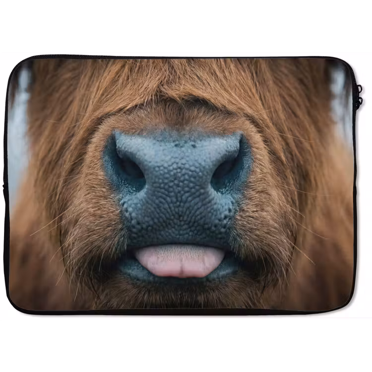 Schotse hooglander - Neus - Bruin laptophoes neopreen klein -zkaufland3dotto