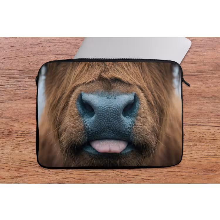 Schotse hooglander - Neus - Bruin laptophoes neopreen klein -tafel