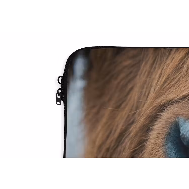 Schotse hooglander - Neus - Bruin laptophoes neopreen klein -detail