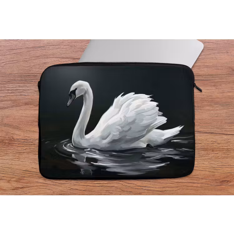 Zwaan - Water - Natuur - Realistisch - Wit laptophoes neopreen klein -tafel