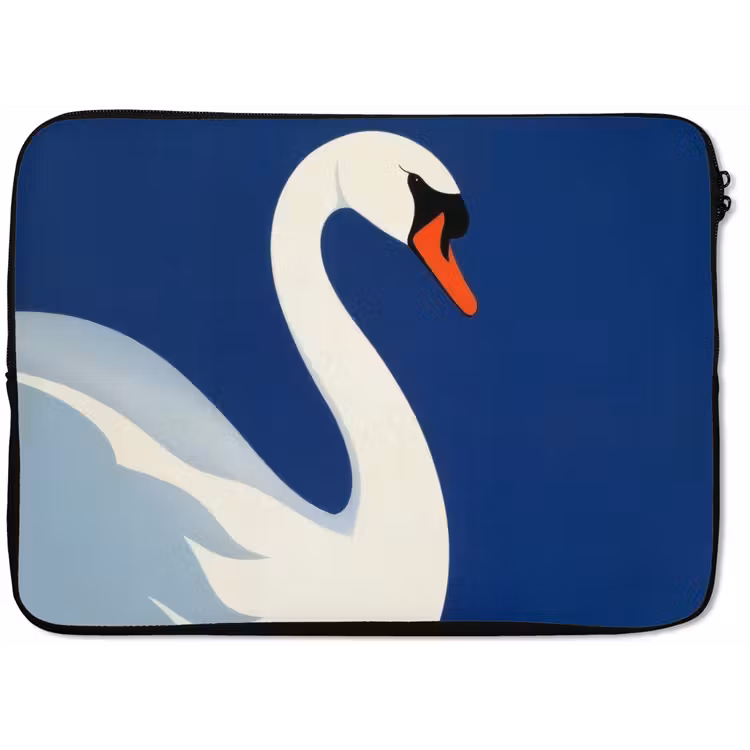 Zwaan - Wit - Snavel - Illustratie laptophoes neopreen klein -zkaufland3dotto