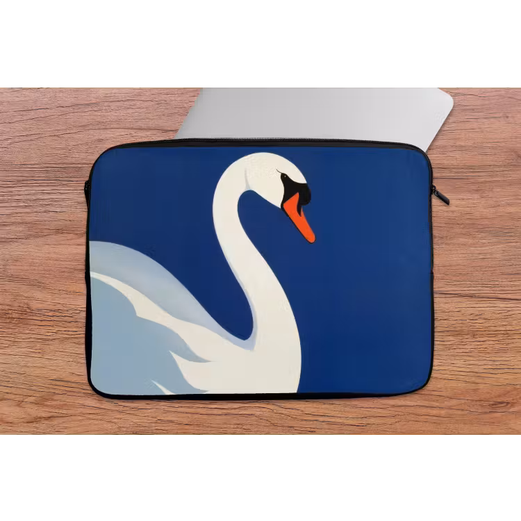 Zwaan - Wit - Snavel - Illustratie laptophoes neopreen klein -tafel