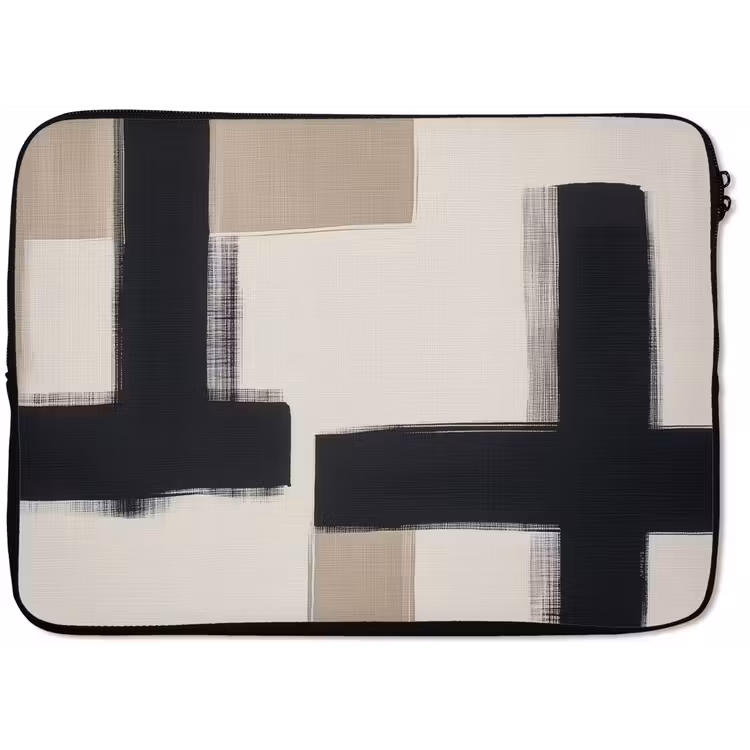 Zwart - Abstract - Japandi laptophoes neopreen klein -zkaufland3dotto