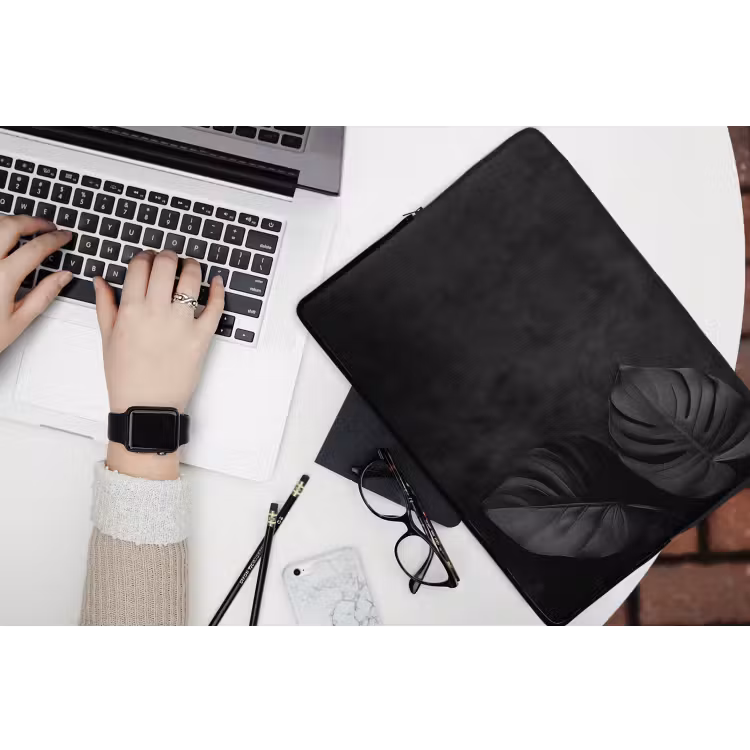 Zwart - Blad - Monstera laptophoes neopreen klein -bureau