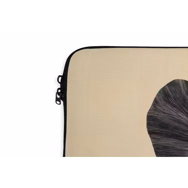 Zwart - Bladeren - Strepen - Minimalistisch laptophoes neopreen klein -detail