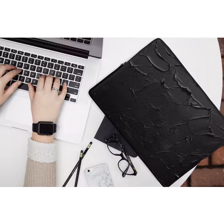 Zwart - Verf laptophoes neopreen klein -bureau