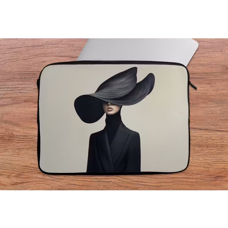 Zwart - Vrouw - Hoed laptophoes neopreen klein -tafel