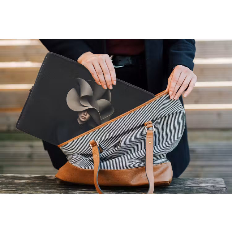 Zwarte - Hoed - Vrouw laptophoes neopreen klein -tas