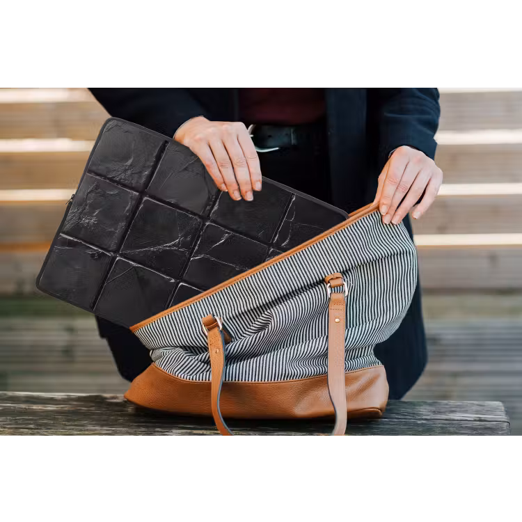 Zwart - Tegels - Steen laptophoes neopreen klein -tas