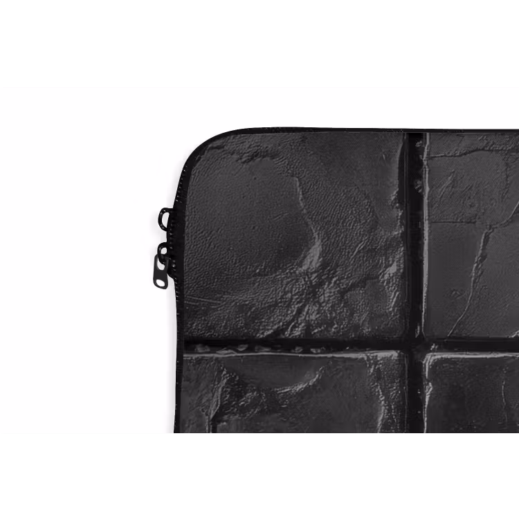 Zwart - Tegels - Steen laptophoes neopreen klein -detail