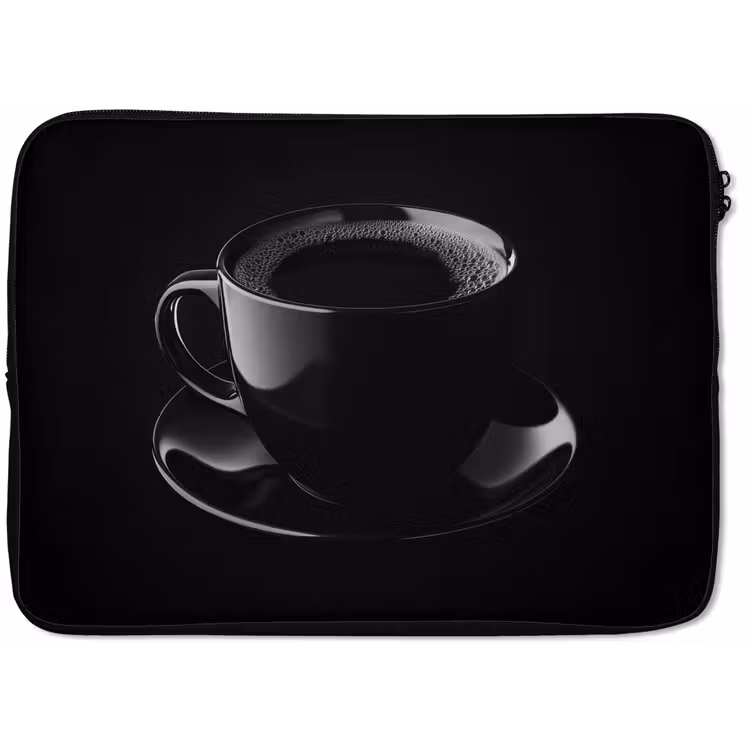 Zwart - Koffie - Kopje laptophoes neopreen klein -zkaufland3dotto