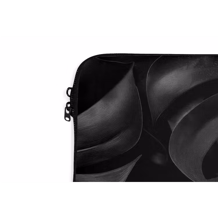 Zwart - Monstera - Bladeren laptophoes neopreen klein -detail