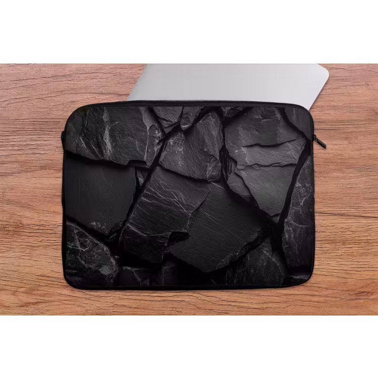 Zwart - Stenen - Rots laptophoes neopreen klein -tafel
