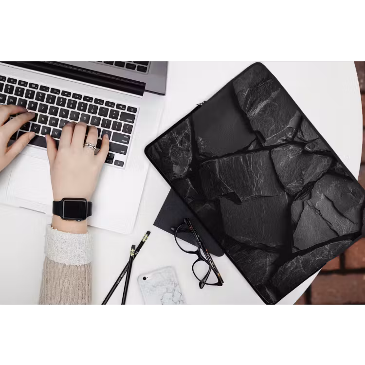 Zwart - Stenen - Rots laptophoes neopreen klein -bureau
