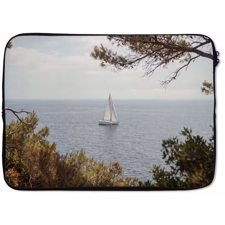 Laptop hülle - Segelboot – Bäume – Wasser - Zeilboot - bomen - water laptophoes neopreen klein