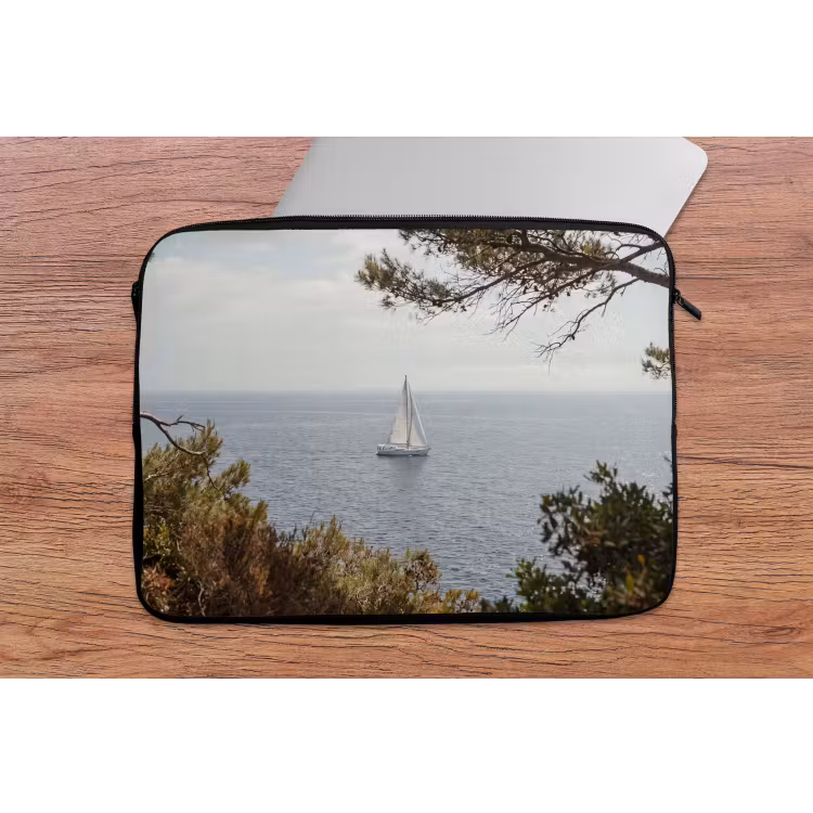 Laptop hülle - Segelboot – Bäume – Wasser - Zeilboot - bomen - water laptophoes neopreen klein