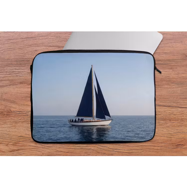 Zeilboot - Zee - Blauw laptophoes neopreen klein -tafel